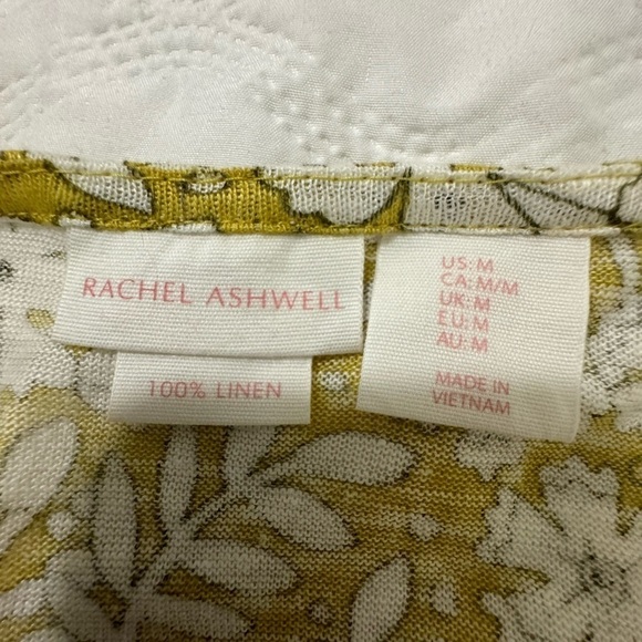Rachel Ashwell 100% Linen Floral Top, M. Yellow/green color. NWOT - Picture 3 of 8